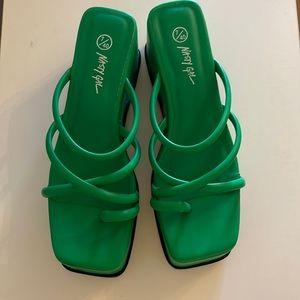 Nasty Gal Green Wedge Sandals